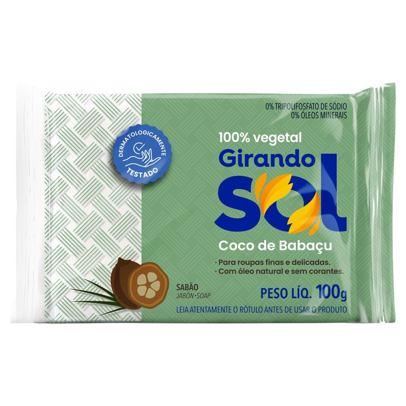 Sabão Barra Coco de Babaçu Girando Sol Flow Pack 100g