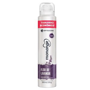 Antitranspirante Aerossol Flor de Lavanda Monange 200ml Spray Tamanho Econômico