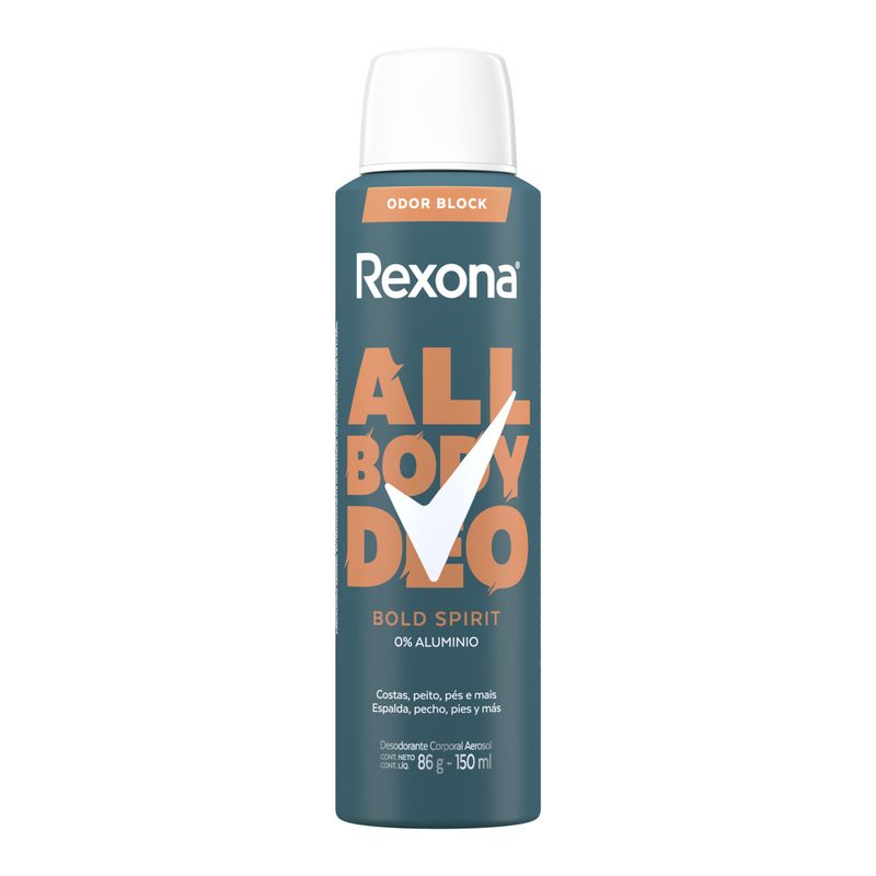 Desodorante Aerossol Rexona All Body Deo Bold Spirit 150ml Spray