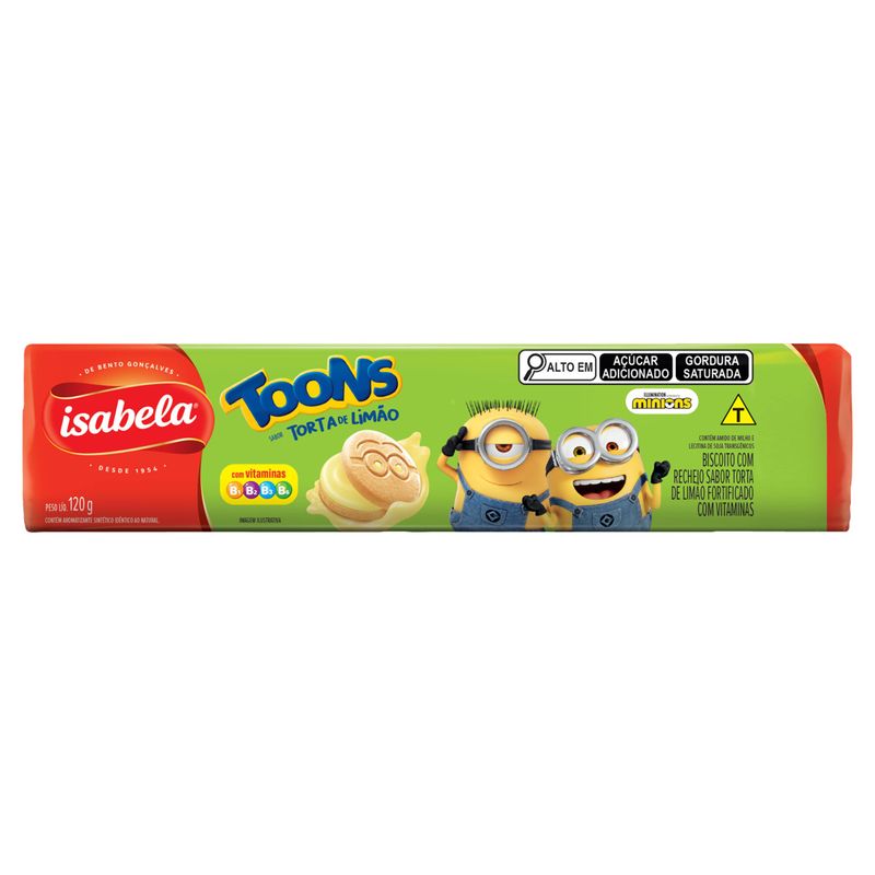 Biscoito Recheio Torta de Limão Minions Isabela Toons Pacote 120g