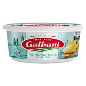 Manteiga Extra sem Sal Galbani Pote 200g