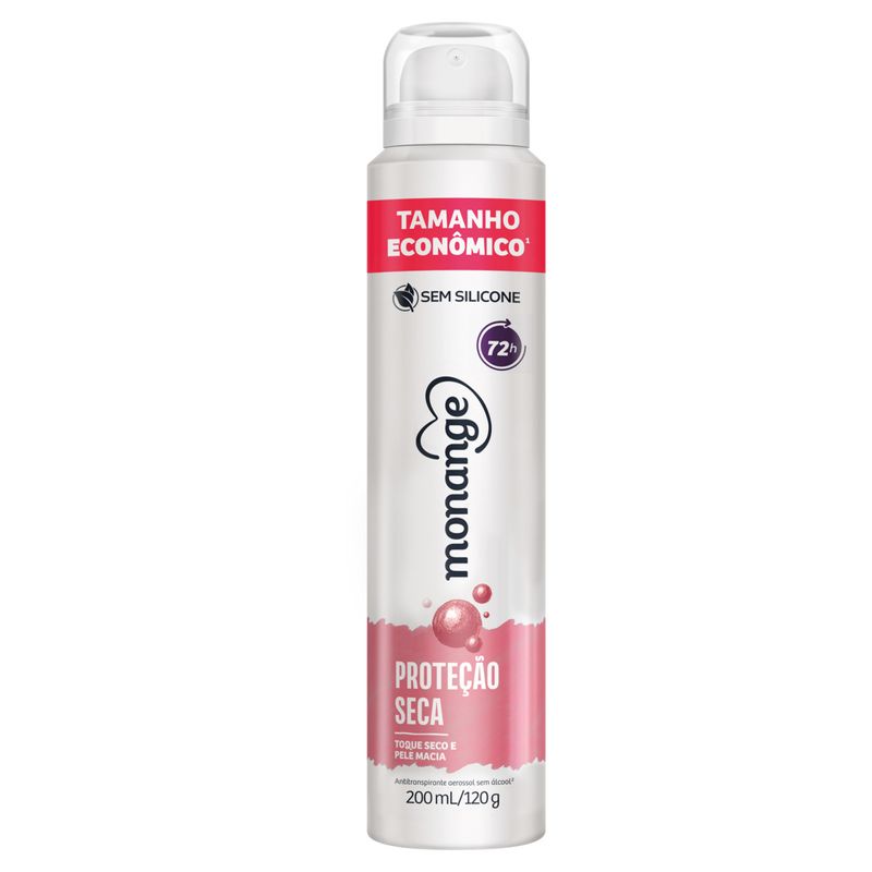 Antitranspirante Aerossol Monange Proteção Seca 200ml Spray Tamanho Econômico
