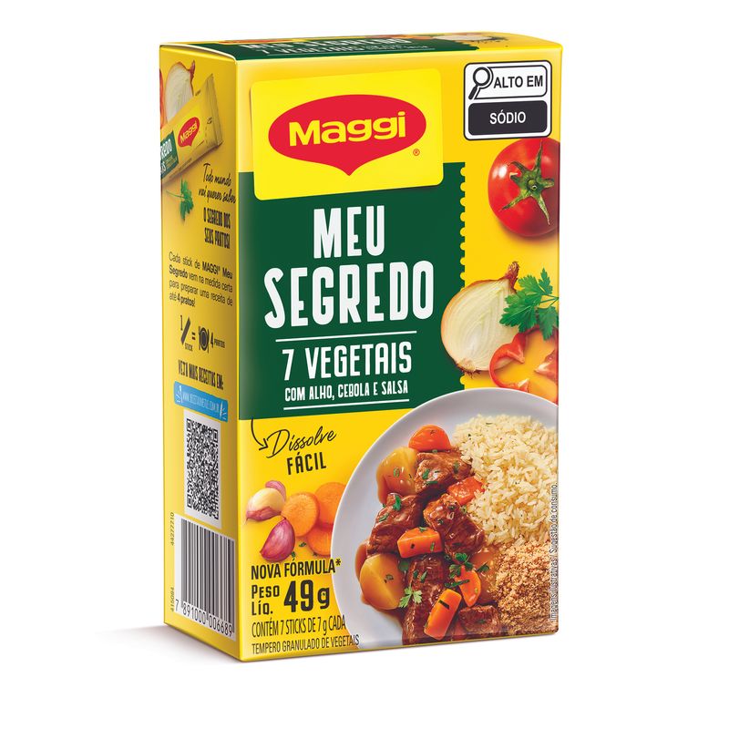 Tempero Granulado 7 Vegetais Maggi Meu Segredo Caixa 49g 7 Unidades