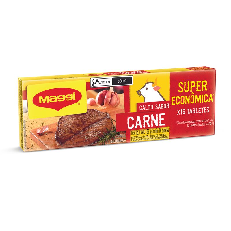 Caldo Tablete Carne Maggi Caixa 152g 16 Unidades Super Econômica