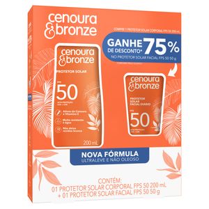 Kit Protetor Solar Corporal+Facial FPS50  Cenoura & Bronze  FC 250ml
