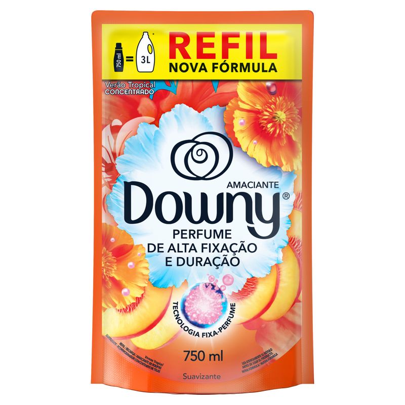 Amaciante de Roupa Concentrado Verão Tropical Downy Sachê 750ml Refil