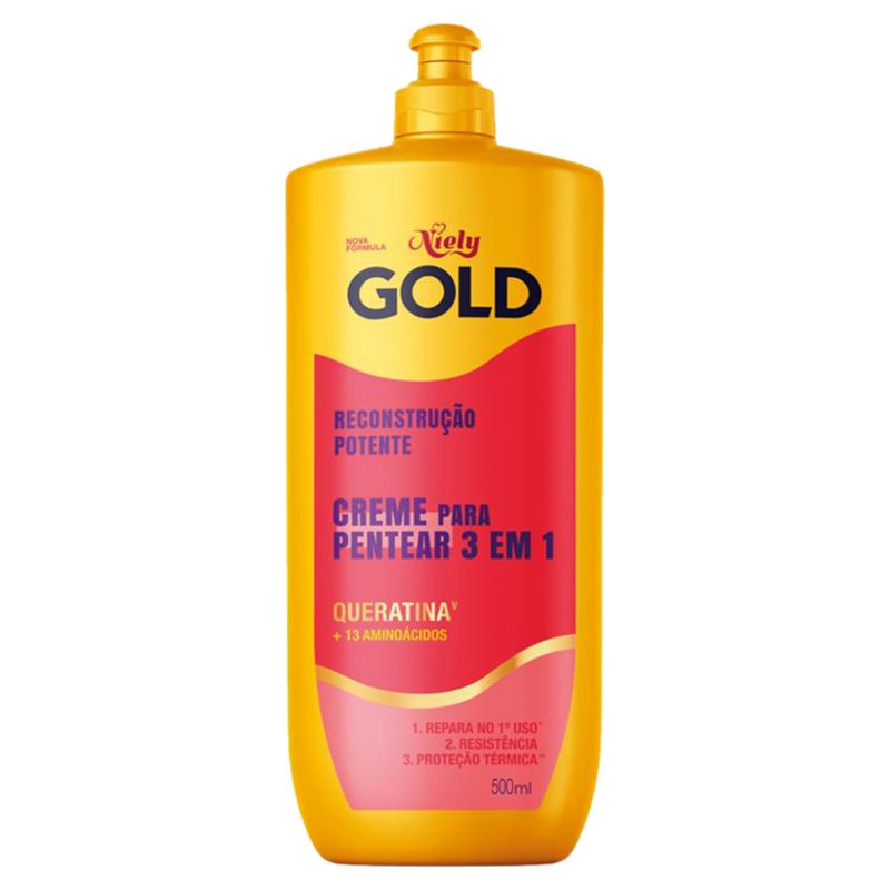 Creme para Pentear Niely Gold Reconstrução Potente Frasco 500ml