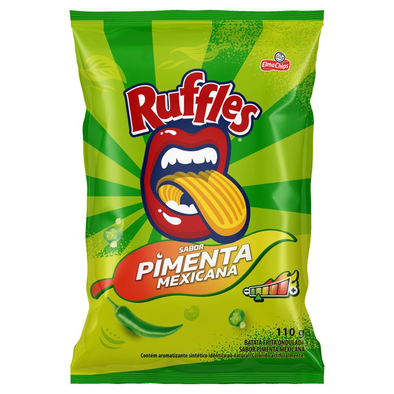 Batata Frita Ondulada Pimenta Mexicana Elma Chips Ruffles Pacote 110g