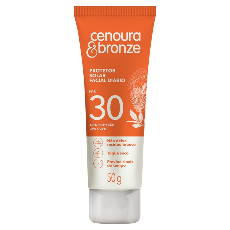 Protetor Solar Facial Toque Seco FPS 30 Cenoura & Bronze Bisnaga 50g