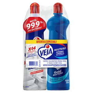 Kit Limpador Multiuso Original Gold + Banheiro X-14 Veja 500ml Cada