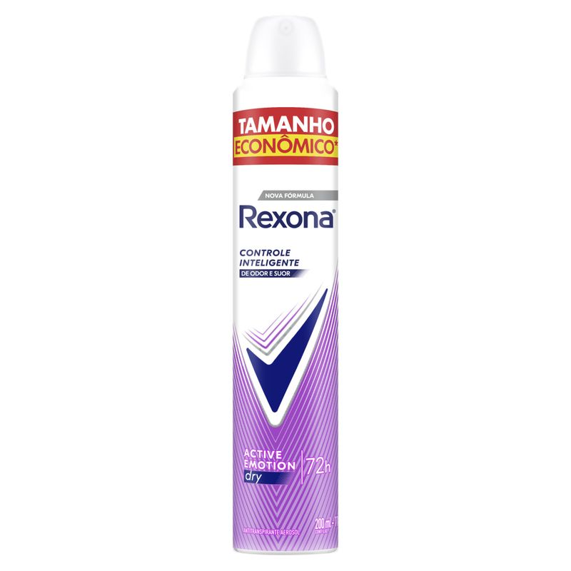 Antitranspirante Aerossol Rexona Active Emotion Dry 200ml Spray Tamanho Econômico