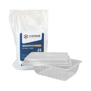 Kit Pote e Tampa Copaza Microondas e Freezer 250ml Pacote 25un