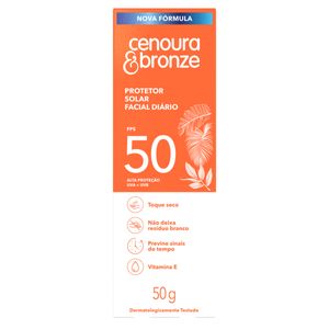 Protetor Solar Facial Toque Seco FPS 50 Cenoura & Bronze Caixa 50g