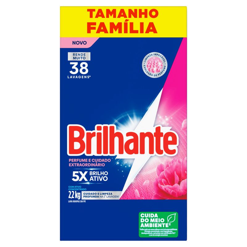 Lava-Roupas Pó Brilhante Perfume e Cuidado Extraordinário Caixa 2,2kg Tamanho Família