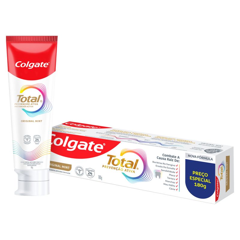 Creme Dental Original Mint Colgate Total Prevenção Ativa Caixa 180g