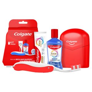 Kit Colgate Viagem Escova Dental+Creme Dental Anticarie+Enxaguante Bucal Antibacteriano  CJ 3unidades