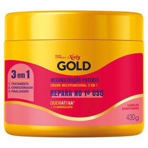 Creme Multifuncional 3 em 1 Niely Gold Reconstrução Potente Pote 430g