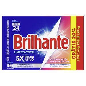 Lava-Roupas Pó Brilhante Limpeza Total Caixa Leve 1,6kg Pague 1,28kg