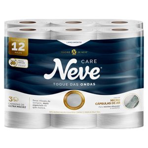 Papel Higiênico Folha Tripla com Perfume Neve Care Toque das Ondas 20m Pacote 12 Unidades