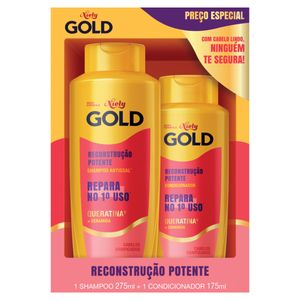 Kit Shampoo Antissal 275ml + Condicionador 175ml Niely Gold Reconstrução Potente