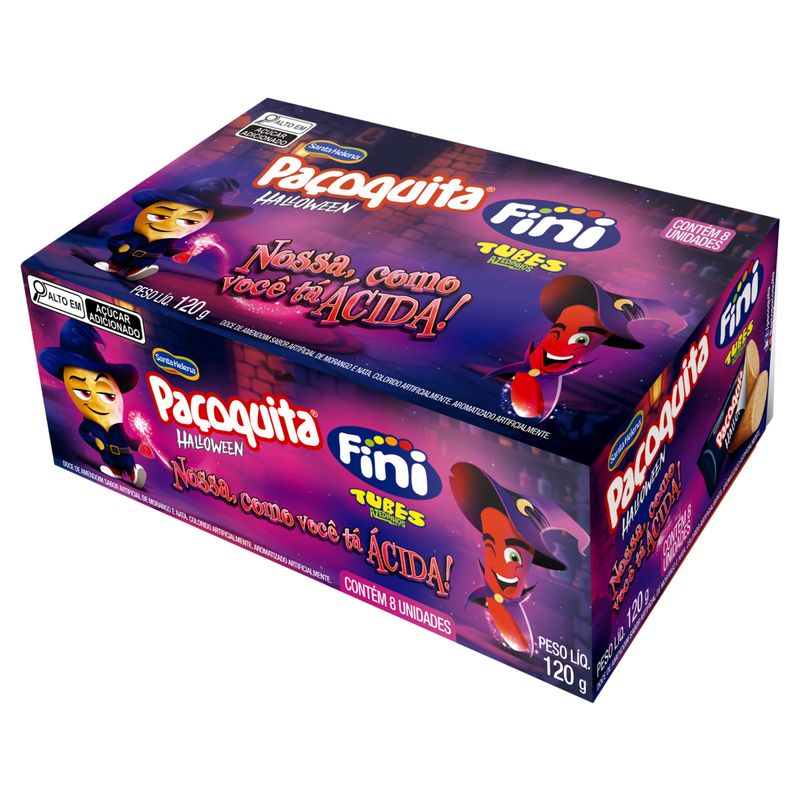 Doce de Amendoim Fini Tubes Azedinhos Halloween Paçoquita Caixa 120g