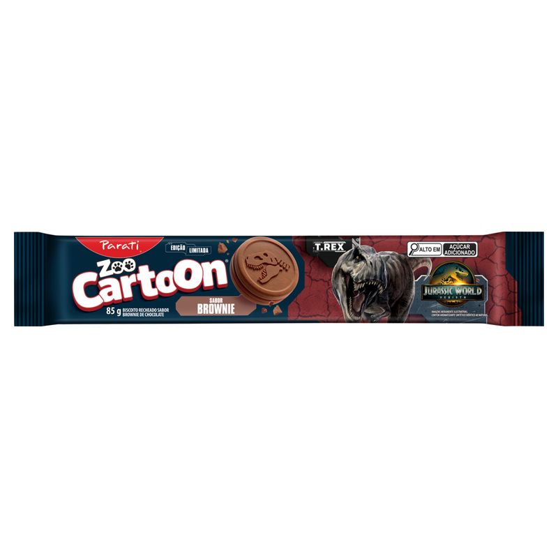 Biscoito Recheio Brownie Jurassic World Zoo Cartoon Pacote 85g