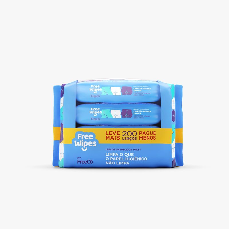 Lenço Umedecido Higienico Free Wipes  PE 200unidades