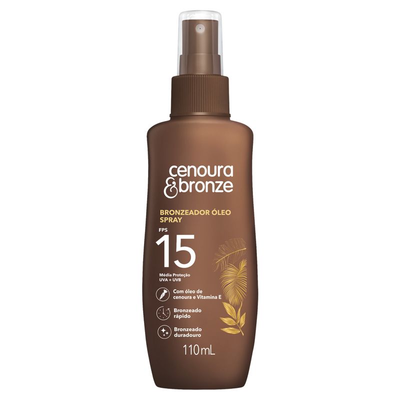 Bronzeador Óleo FPS 15 Cenoura & Bronze Frasco 110ml Spray