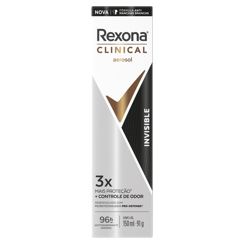 Antitranspirante Aerossol Rexona Clinical Invisible 150ml Spray