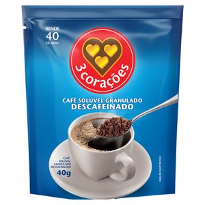 Café Solúvel Granulado Descafeinado 3 Corações Sachê 40g