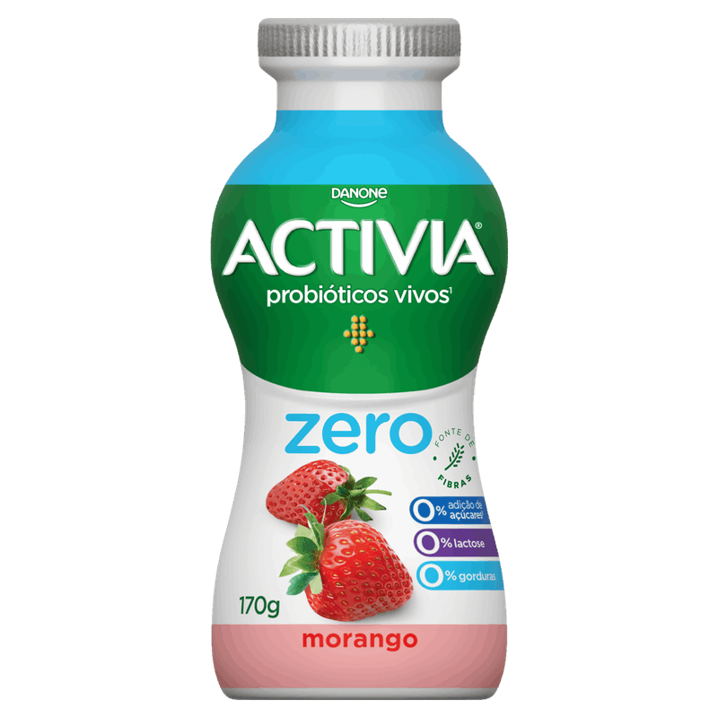Leite Fermentado Morango Zero Lactose Activia Zero Frasco 170g