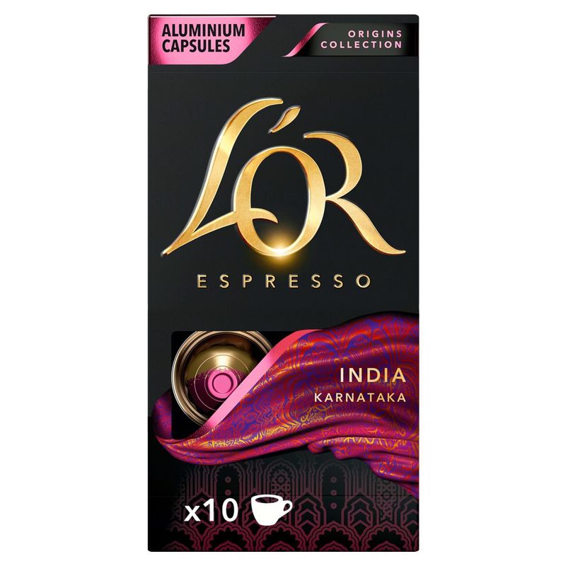 Café em Cápsula Torrado e Moído Espresso Índia L´or Origins Collection Caixa 52g 10 Unidades