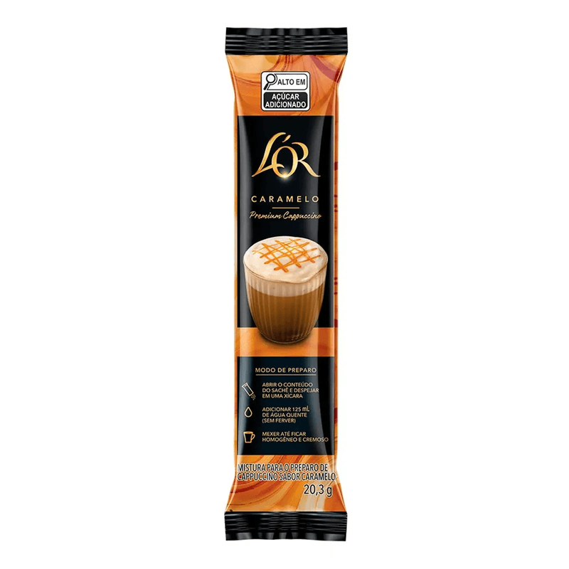 Cappuccino Solúvel Caramelo L´or Premium Sachê 20,3gramas