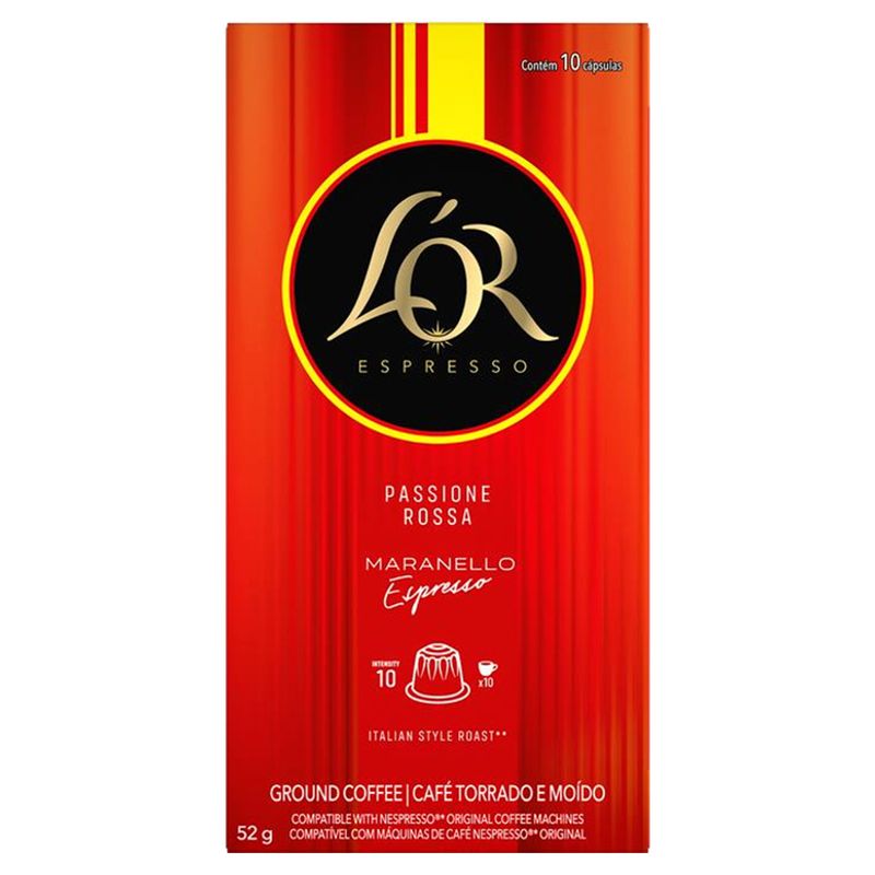 Café em Cápsula Torrado e Moído Espresso Maranello L'or Passione Rossa Caixa 52g 10 Unidades