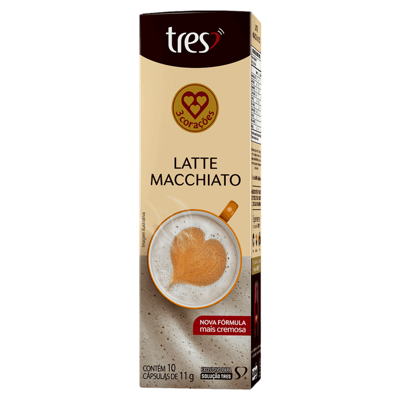 Café com Leite em Cápsula Latte Macchiato Tres Caixa 110g 10 Unidades