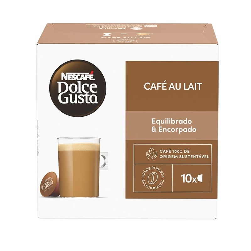 Café au Lait em Cápsula Nescafé Dolce Gusto Caixa 100g 10 UN