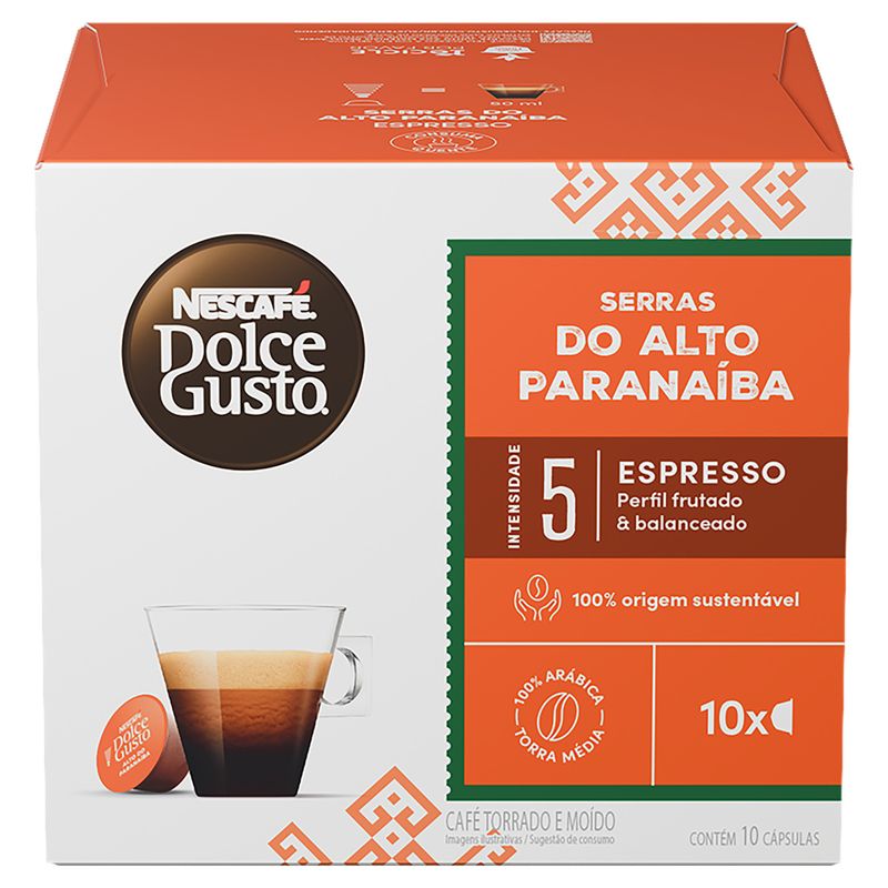 Café em Cápsula Torrado e Moído Espresso Serras do Alto Paranaíba Nescafé Dolce Gusto Caixa 60g 10 Unidades