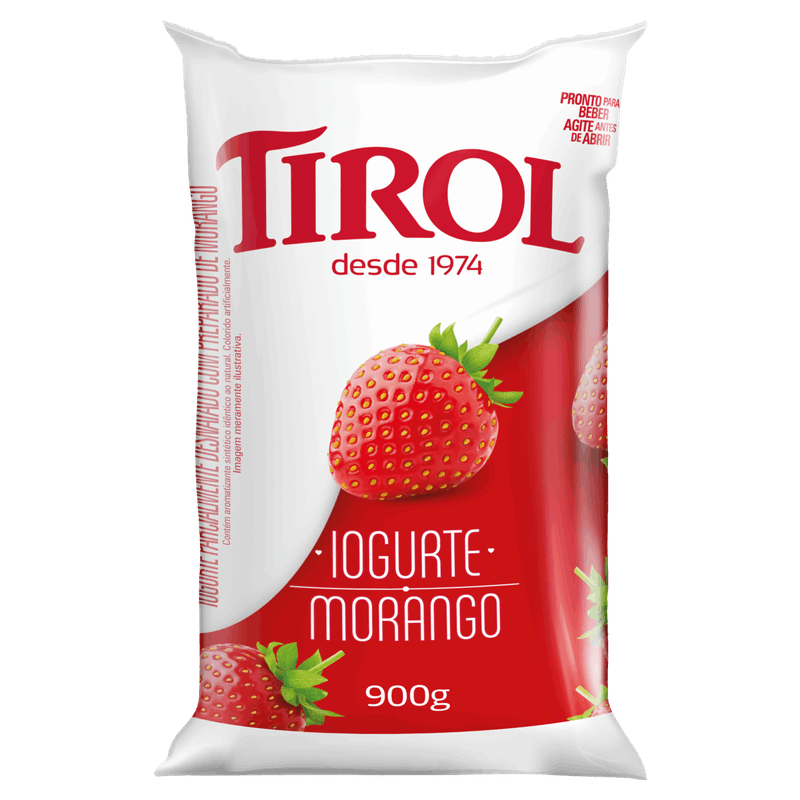 Iogurte Parcialmente Desnatado Morango Tirol Pacote 900g