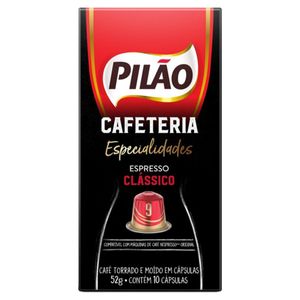 Café em Cápsula Torrado e Moído Espresso Clássico Pilão Cafeteria Especialidades Caixa 52g 10 Unidades