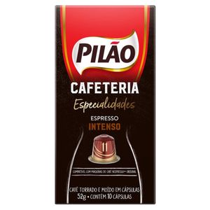 Café em Cápsula Torrado e Moído Espresso Intenso Pilão Cafeteria Especialidades Caixa 52g 10 Unidades