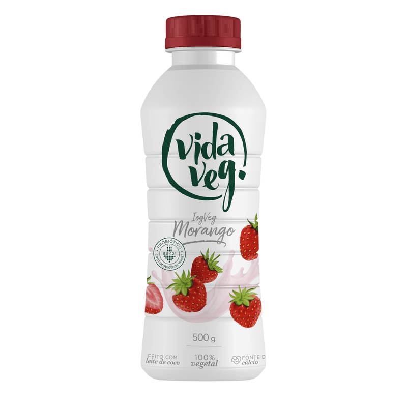 Iogurte Morango Vida Veg IogVeg Garrafa 500g