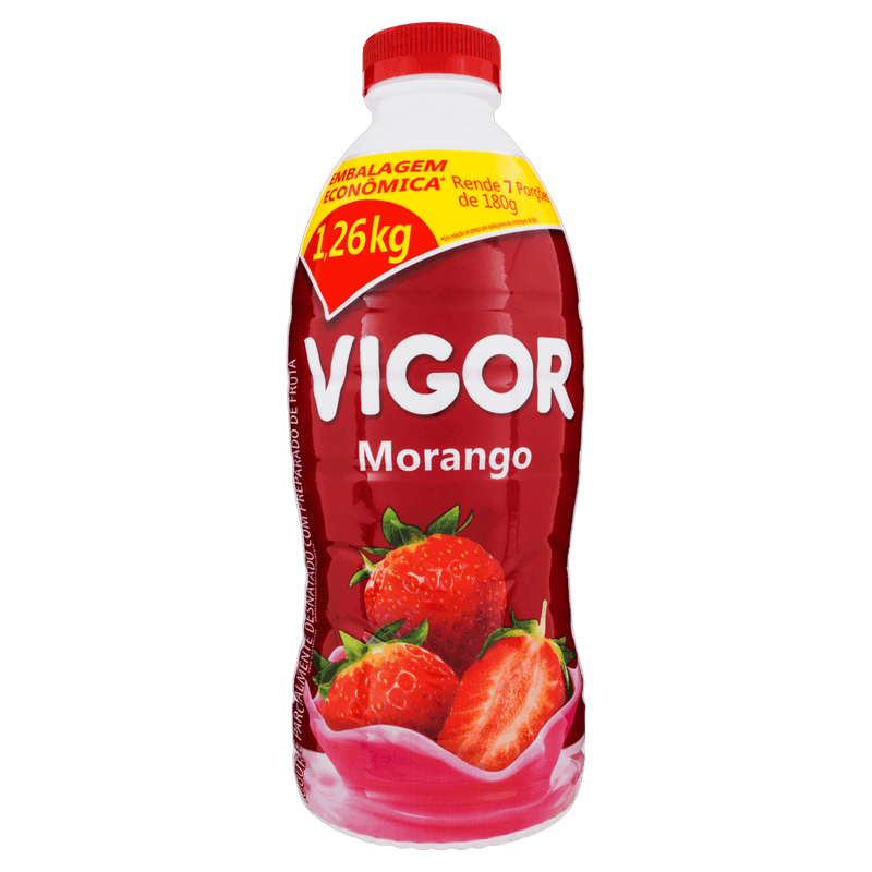 Iogurte Parcialmente Desnatado Morango Vigor Garrafa 1,26kg