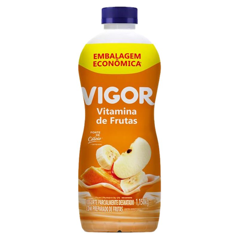 Iogurte Parcialmente Desnatado Vitamina de Frutas Vigor Garrafa 1,15kg Embalagem Econômica