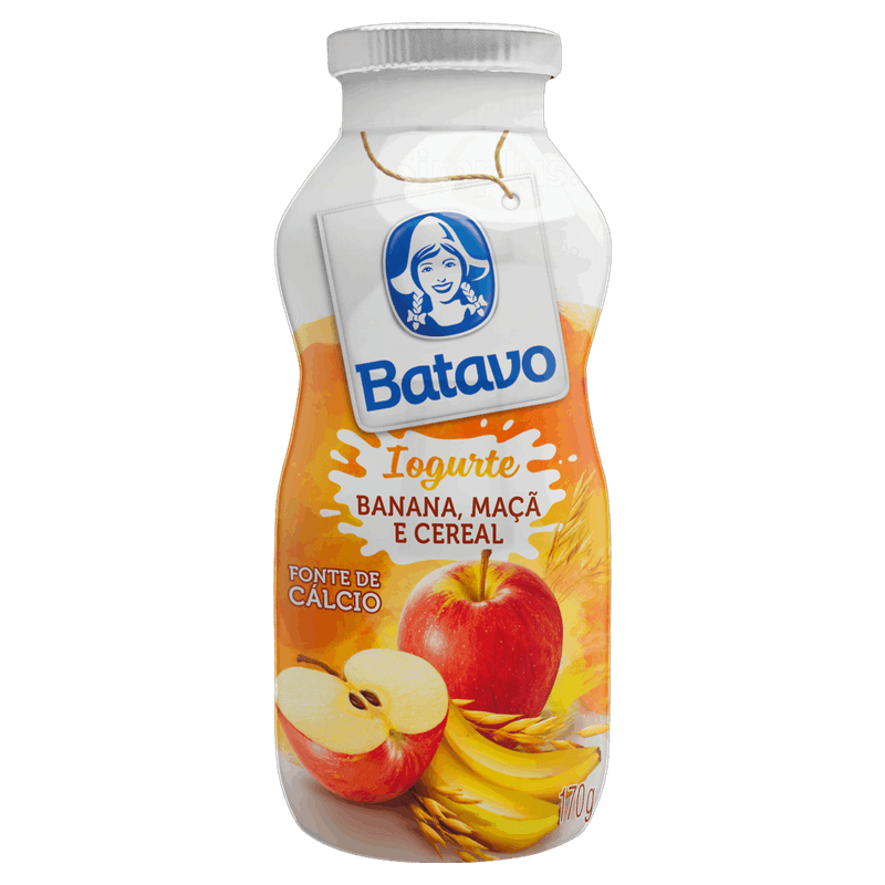 Iogurte Parcialmente Desnatado Banana, Maçã e Cereal Batavo Frasco 170g