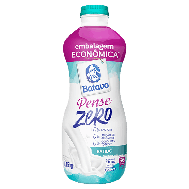 Iogurte Desnatado Mel Zero Lactose Batavo Pense Zero Garrafa 1,15kg Embalagem Econômica