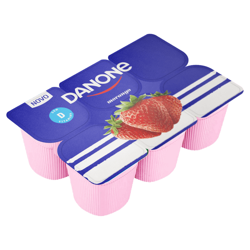Bebida Láctea Fermentada Morango Danone Bandeja 510g 6 Unidades