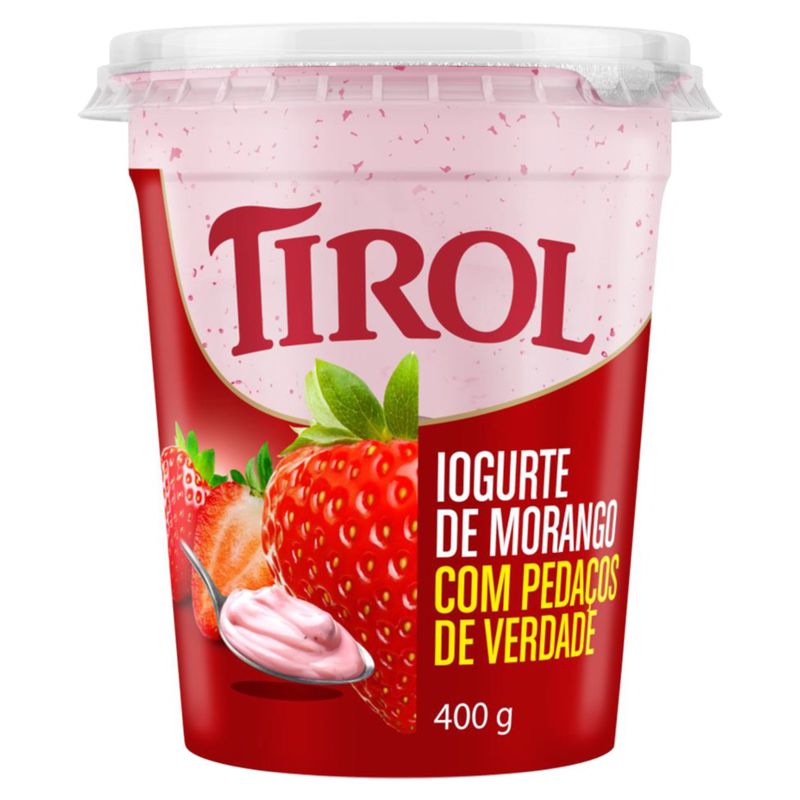 Iogurte Integral Morango Tirol Copo 400g
