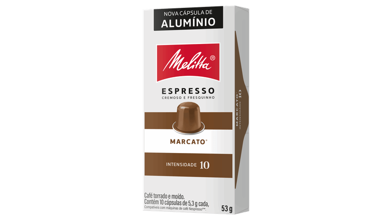 Café em Cápsula Torrado e Moído Marcato Espresso Melitta Caixa 53g
