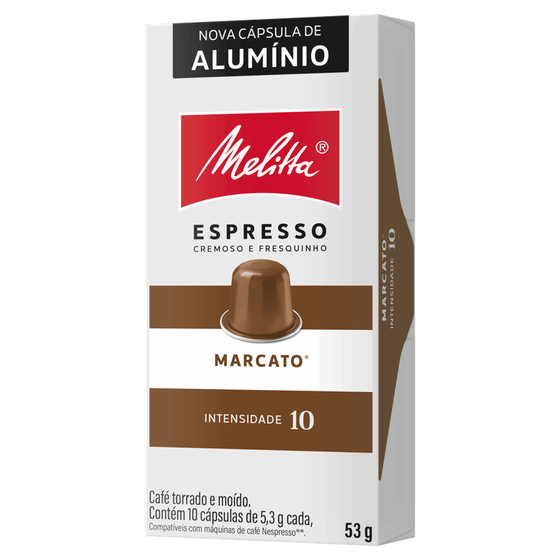 Café em Cápsula Torrado e Moído Marcato Espresso Melitta Caixa 53g 10 Unidades