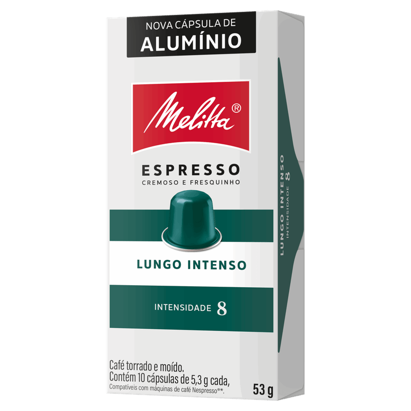 Café em Cápsula Torrado e Moído Lungo Espresso Intenso Melitta Caixa 53g 10 Unidades